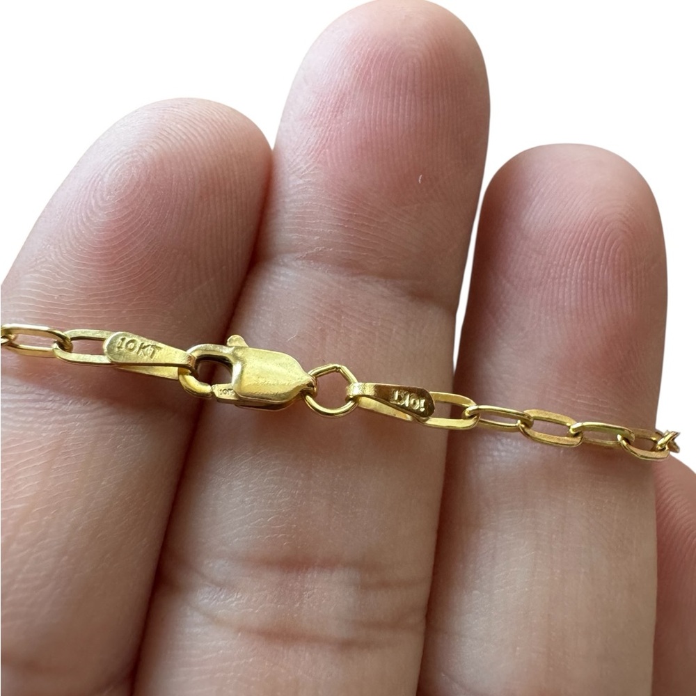 10K Solid Yellow Gold Paperclip Chain Necklace – 16” Length, 2.25mm Width - Picture 3 of 3